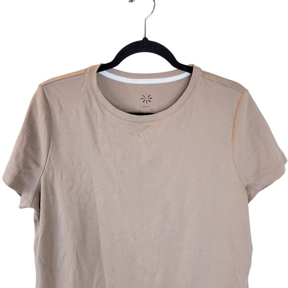 Isaac Mizrahi Womens Sz L Tan Solid Short Sleeve T-Shirt - Picture 2 of 12